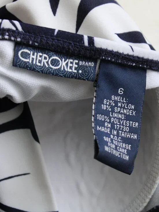 Cherokee VTG Y2K Coconut Girl Blue White Tropical Leaf Halter Bikini Top Small - Picture 5 of 5